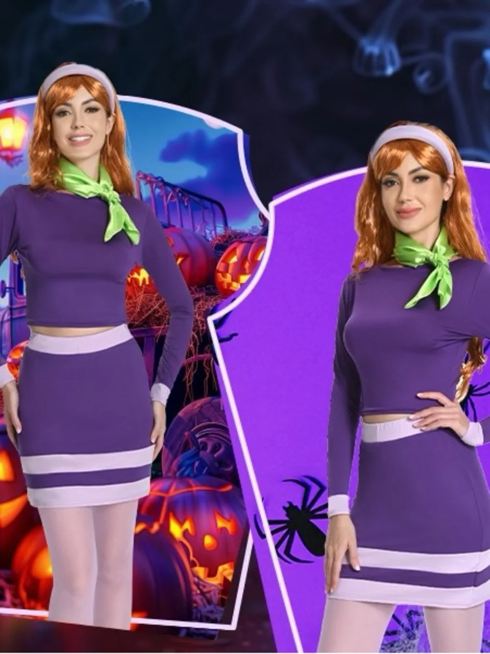 NEW Daphne Scooby Doo Red Hair Wig with Purple Headband Halloween Costume